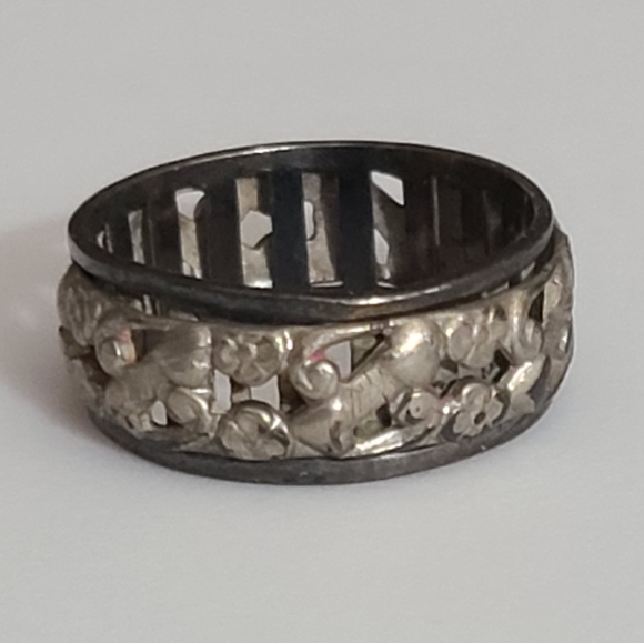 Vintage 10k & sterling spinning ring sz 5 3/4